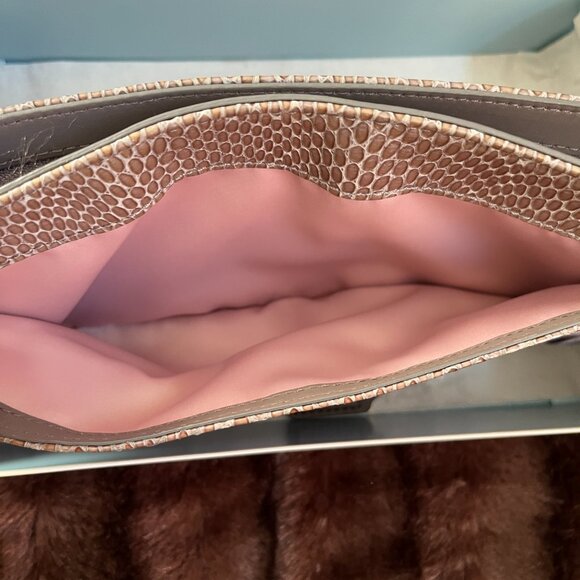 Coach Clutch Evening Elegant Satin W/Leather Python Print EUC - Picture 8 of 10